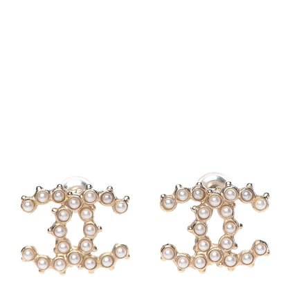 Chanel Pearl CC Earrings Light Gold 1 of 4