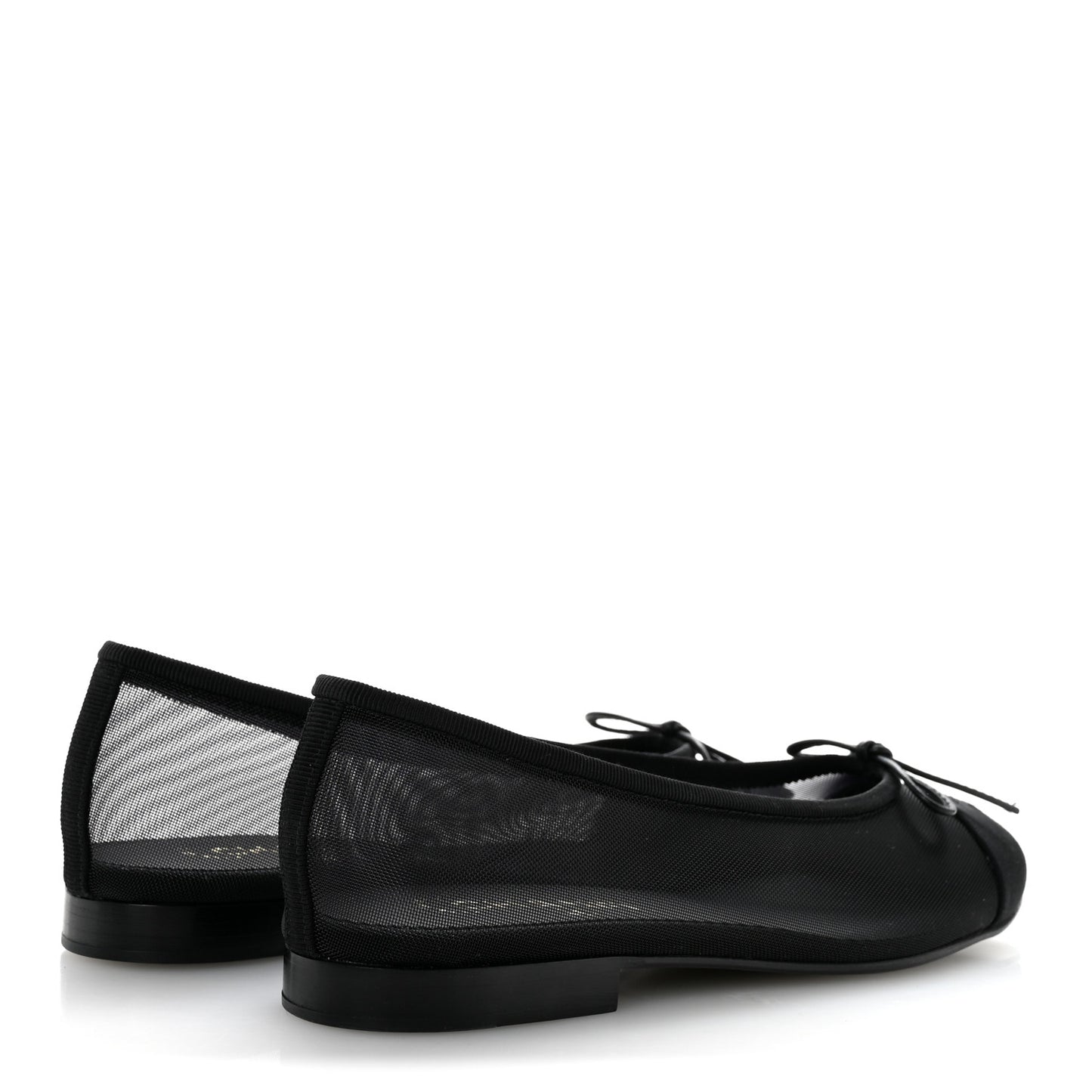 Mesh Grosgrain CC Cap Toe Ballerina Flats 37 Black
