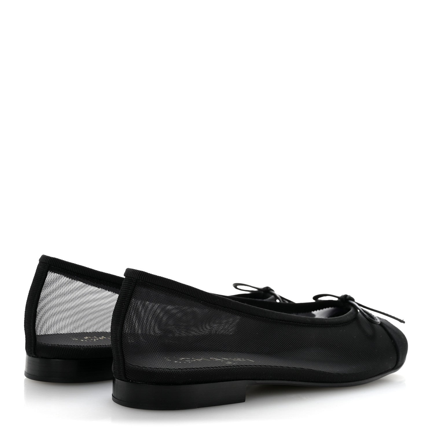 Chanel Mesh Grosgrain CC Cap Toe Ballerina Flats 37 Black 5 of 10