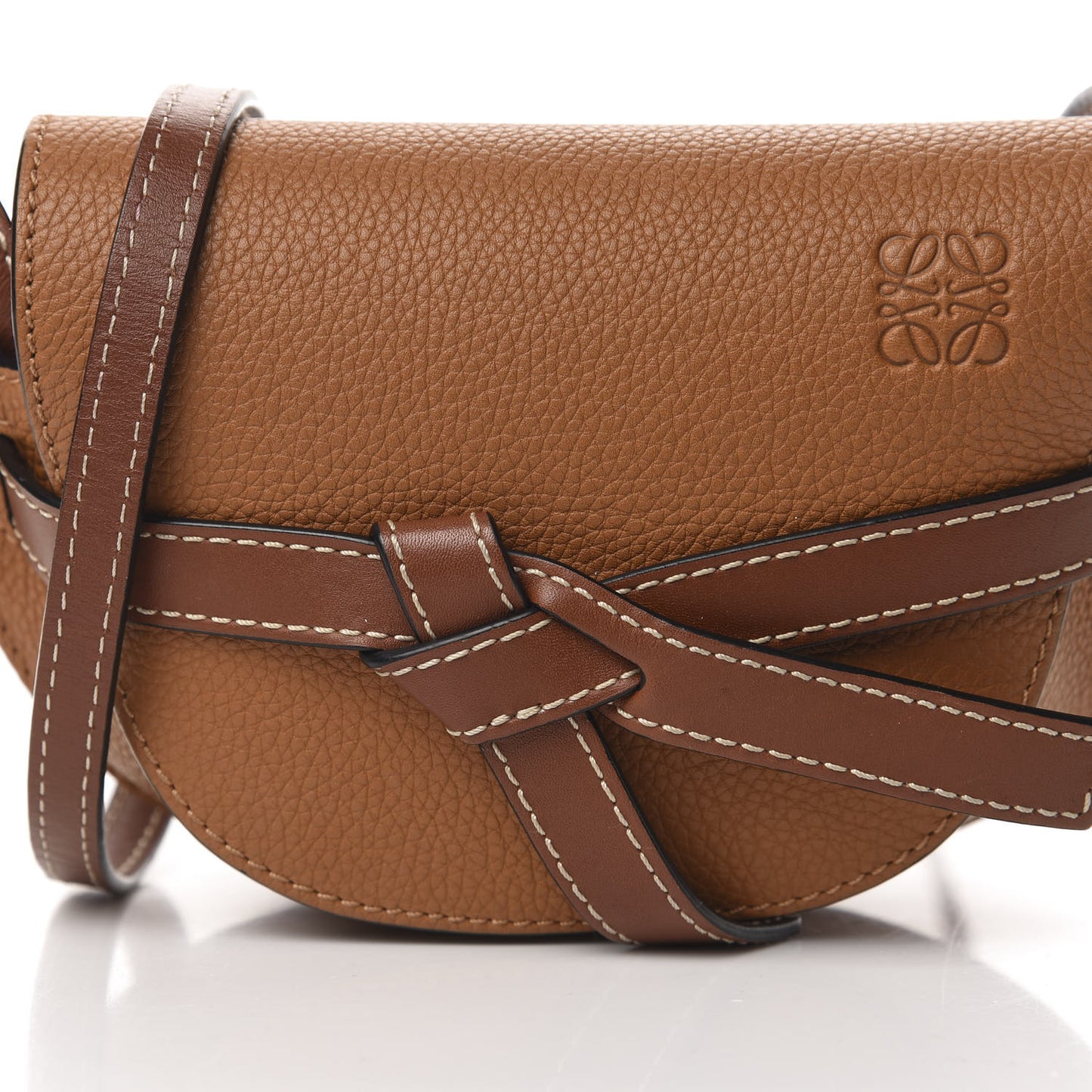 Grained Calfskin Mini Gate Crossbody Bag Caramel Pecan
