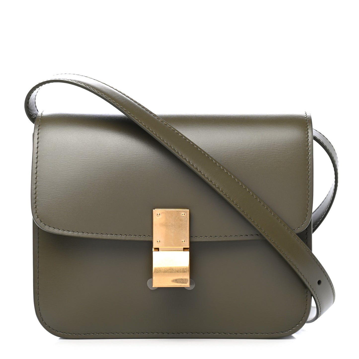 Box Calfskin Teen Classic Box Flap Bag Army Green