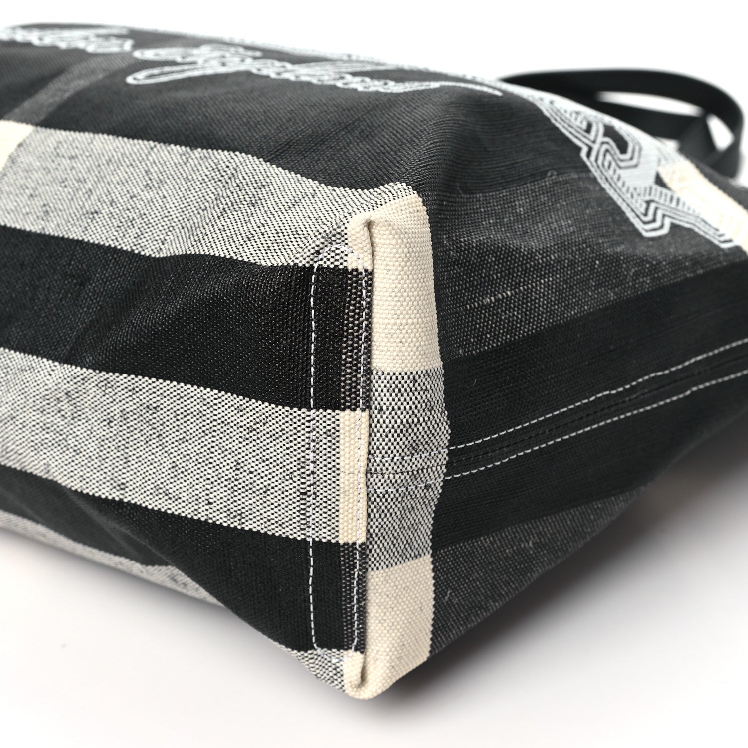 Burberry Coated Canvas Mega Check Medium Doodle Tote Black White 15 of 15