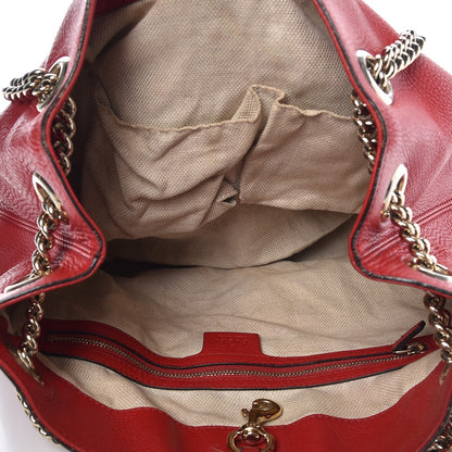Gucci Pebbled Calfskin Medium Soho Chain Shoulder Bag Tabasco Red 5 of 17