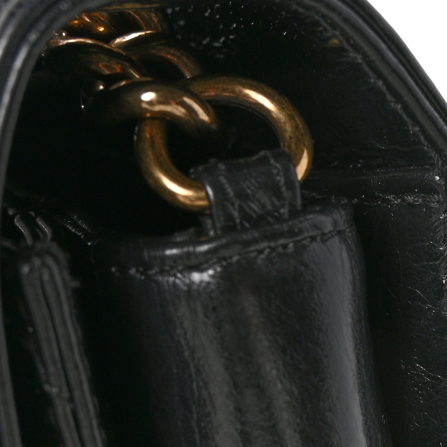 Glazed Calfskin Quilted Medium Perfect Edge Flap Black