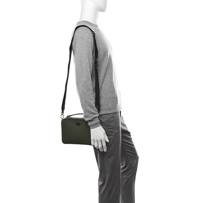 Prada Saffiano Travel Medium Brique Crossbody Bag Loden 3 of 9