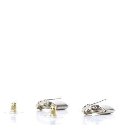 Chanel Metal Lock Drop Earrings Light Gold 3 of 5
