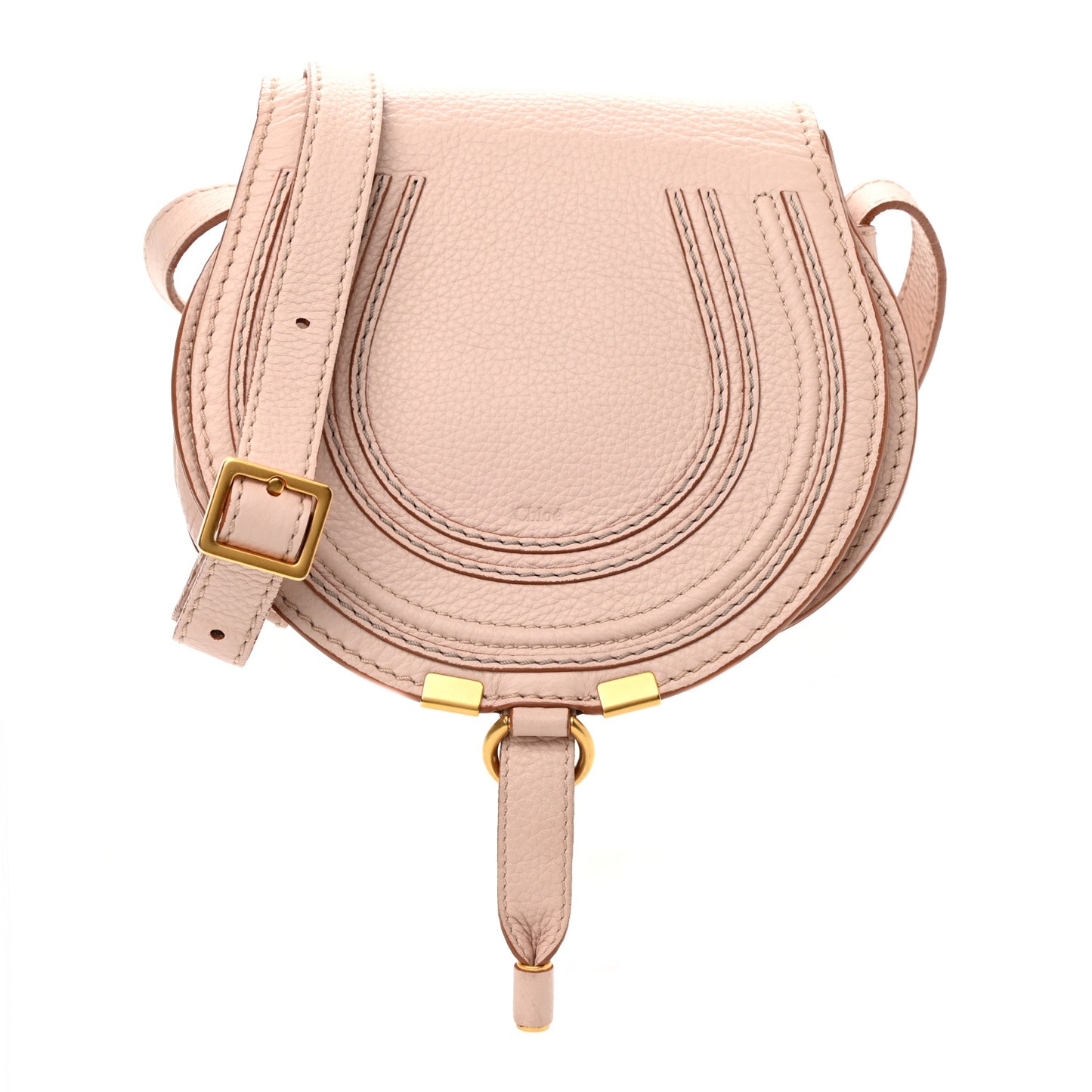 Calfskin Mini Marcie Round Crossbody Bag Blush Nude