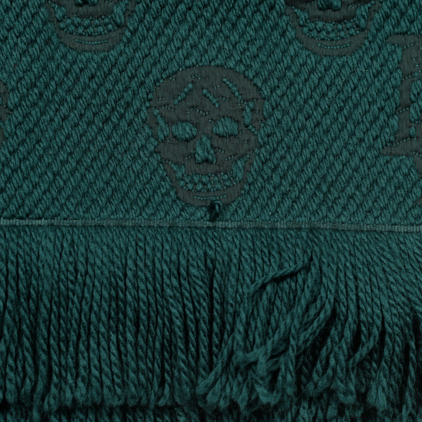 Wool Large Reversible Skull Scarf Blue Green