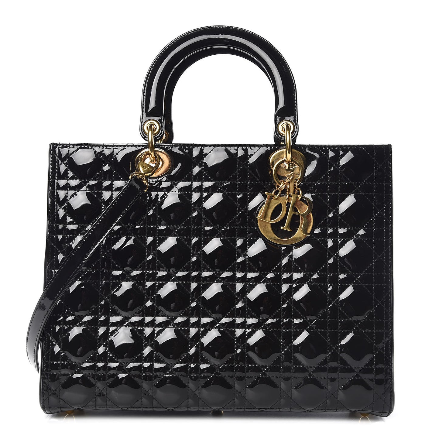Patent Cannage Large Lady Dior Black