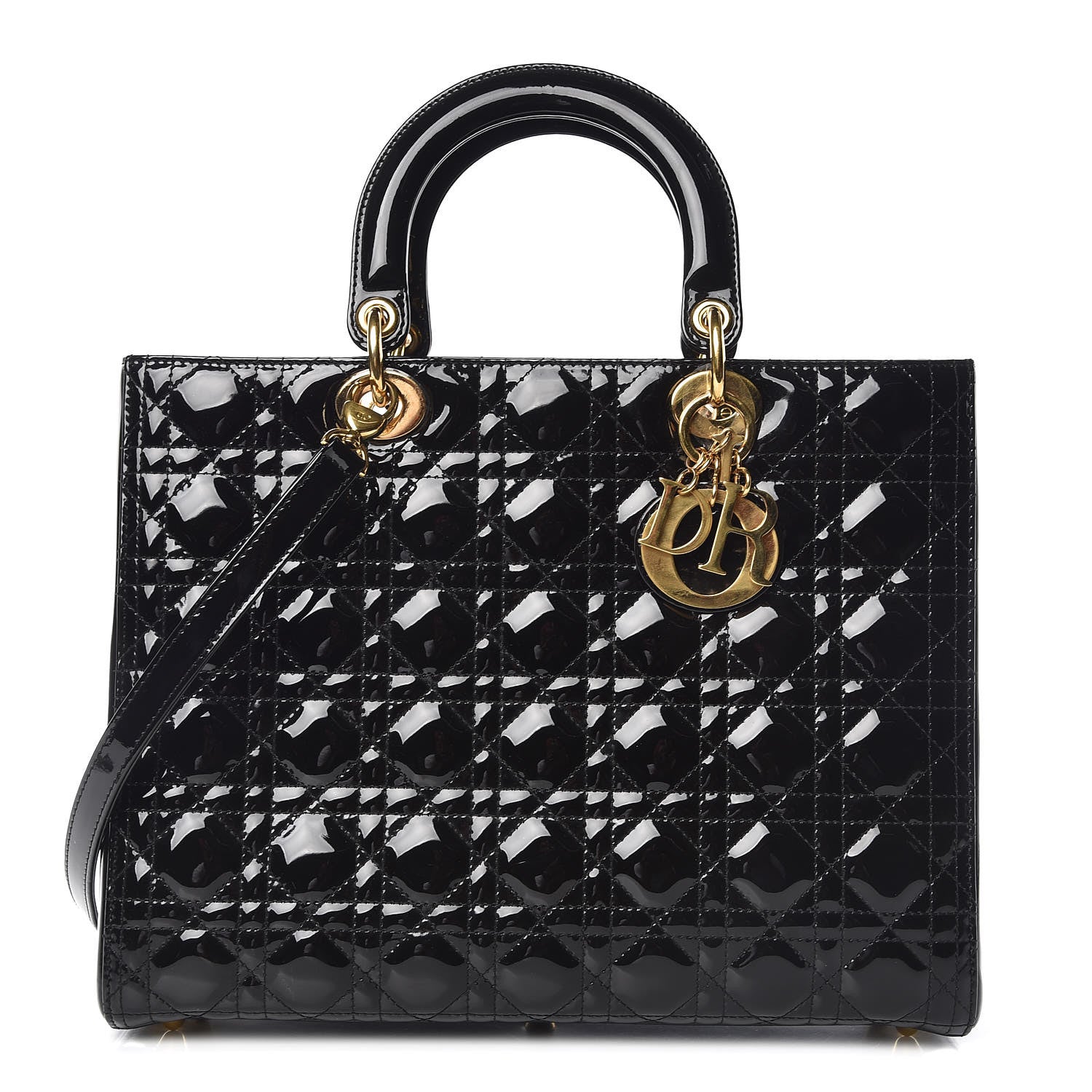 Christian Dior Patent Cannage Large Lady Dior Black 1 of 10