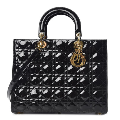 Christian Dior Patent Cannage Large Lady Dior Black 1 of 10