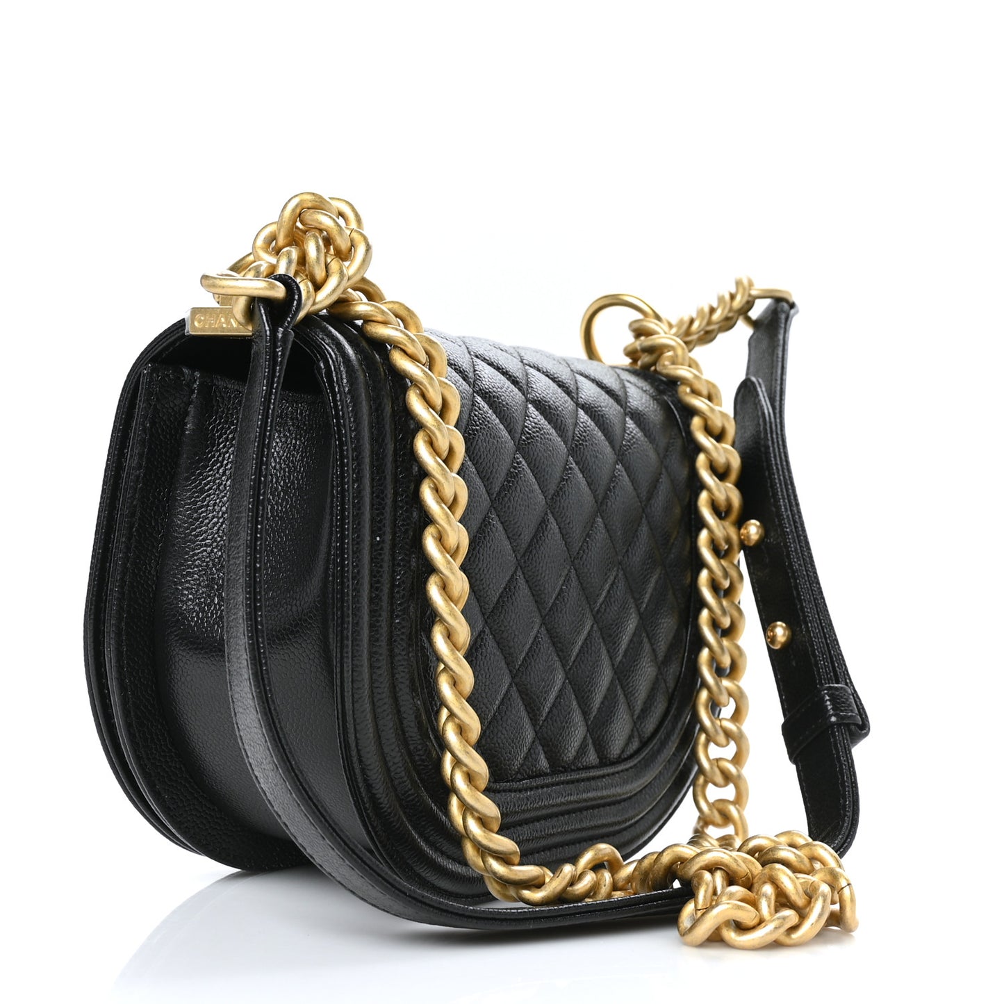 Caviar Quilted Small Boy Messenger Bag Black