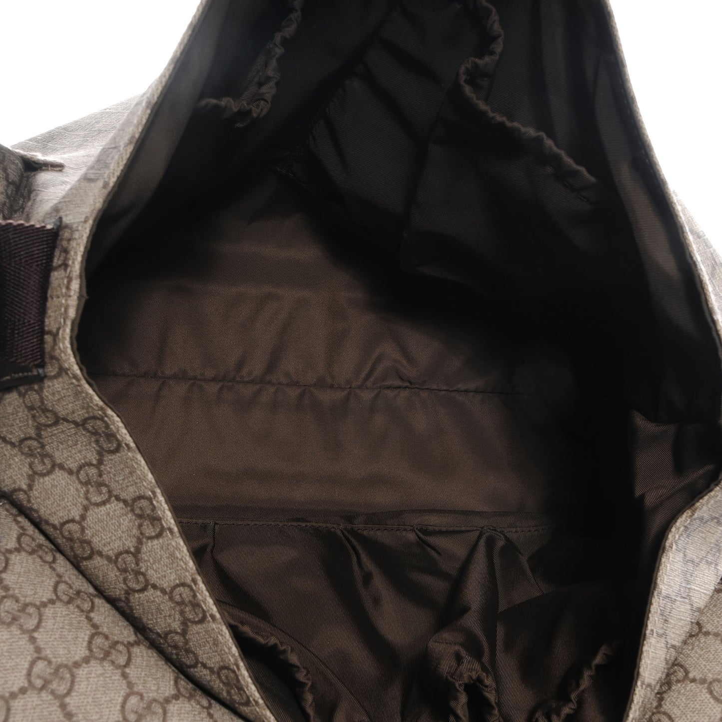 GG Supreme Monogram Selleria Calfskin Messenger Diaper Bag Beige Ebony Cocoa Dark Chocolate