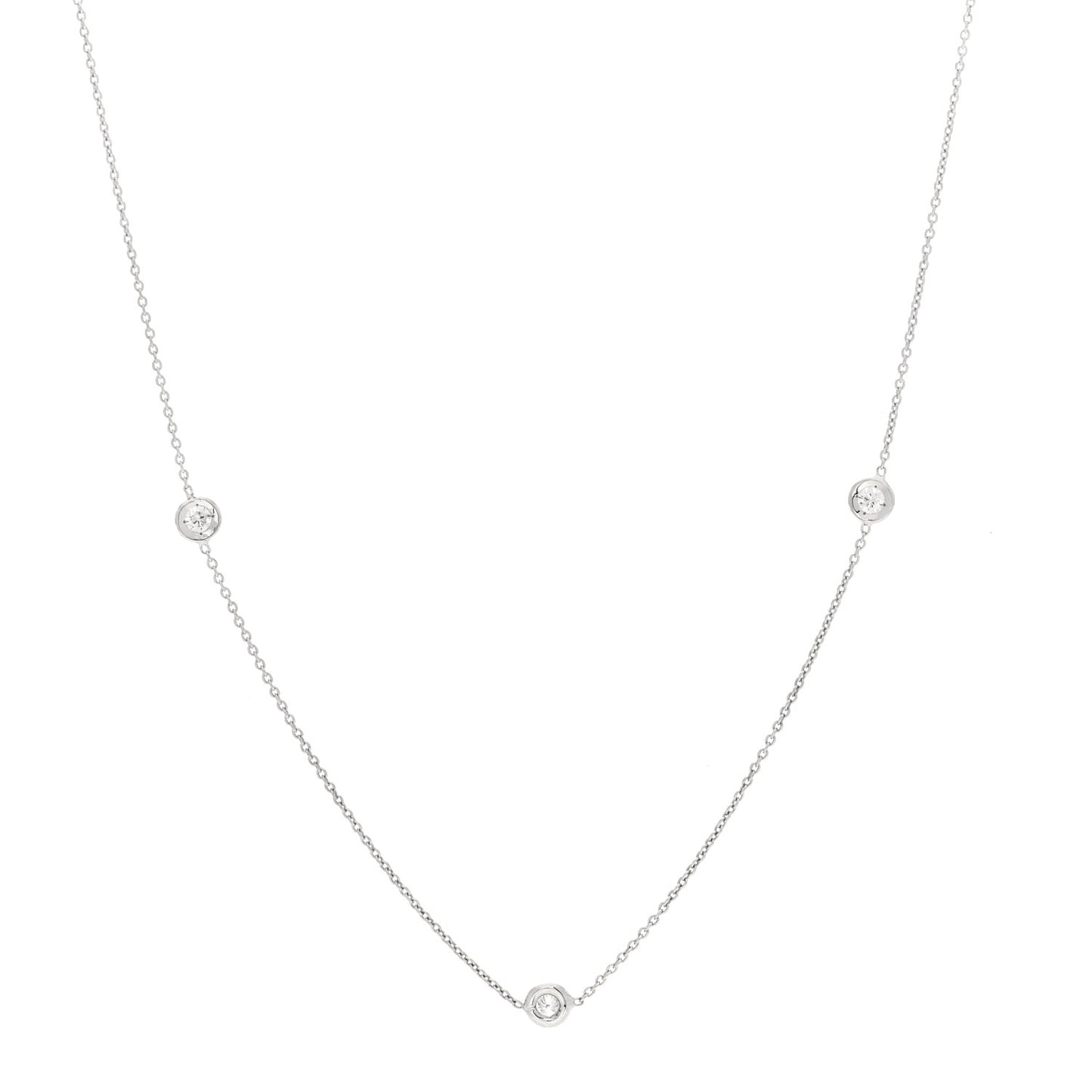18K White Gold Diamond .23ctw Diamonds by the Inch Five Station Necklace