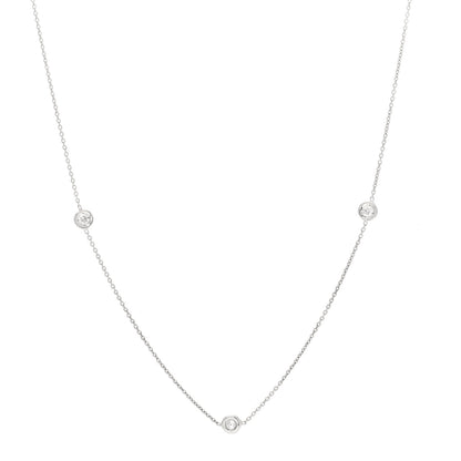 Roberto Coin 18K White Gold Diamond .23ctw Diamonds by the Inch Five Station Necklace 1 of 5