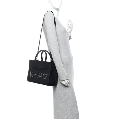 Versace Canvas Studded Small Logo Tote Bag Black 2 of 11