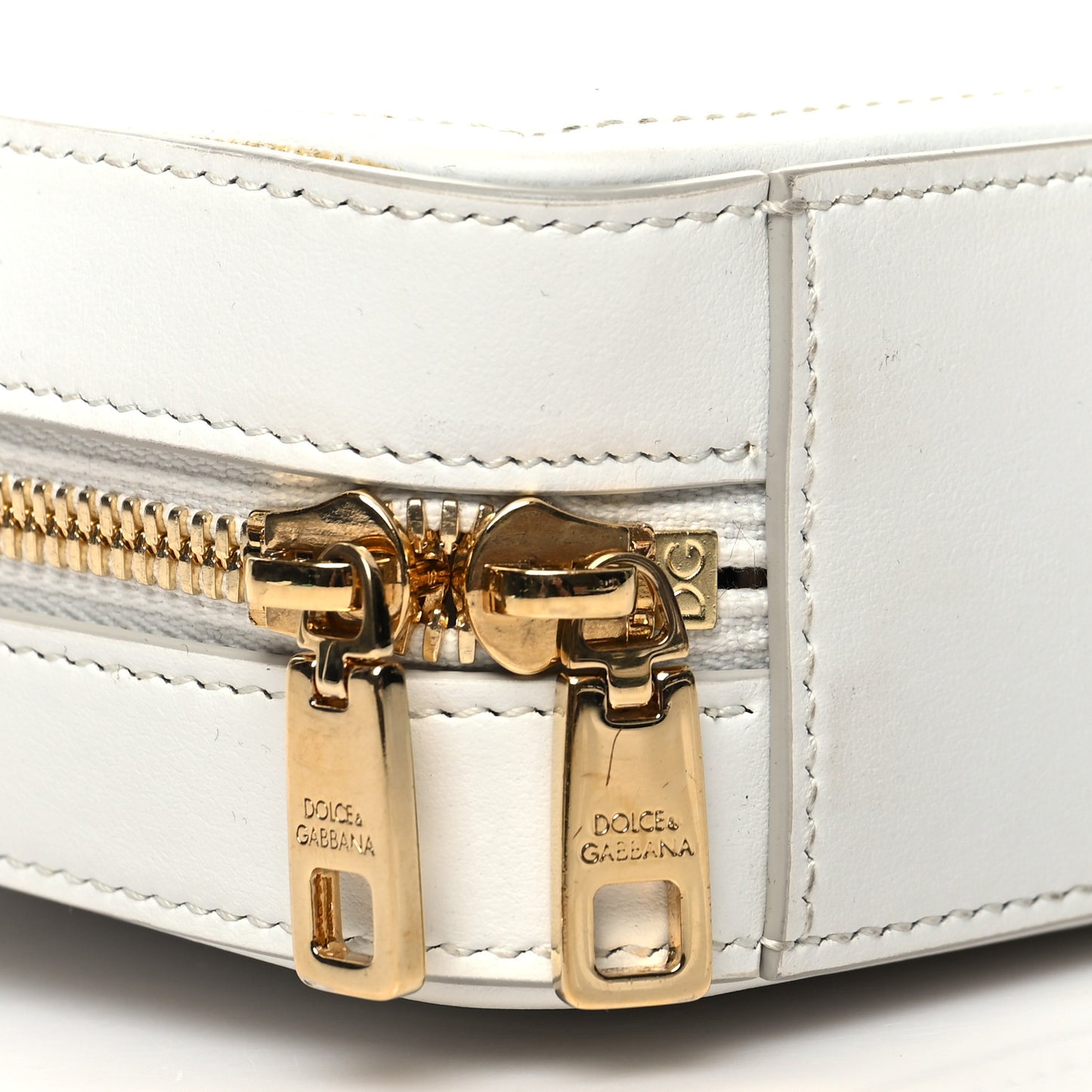 Calfskin Medium DG Logo Camera Crossbody Bag White