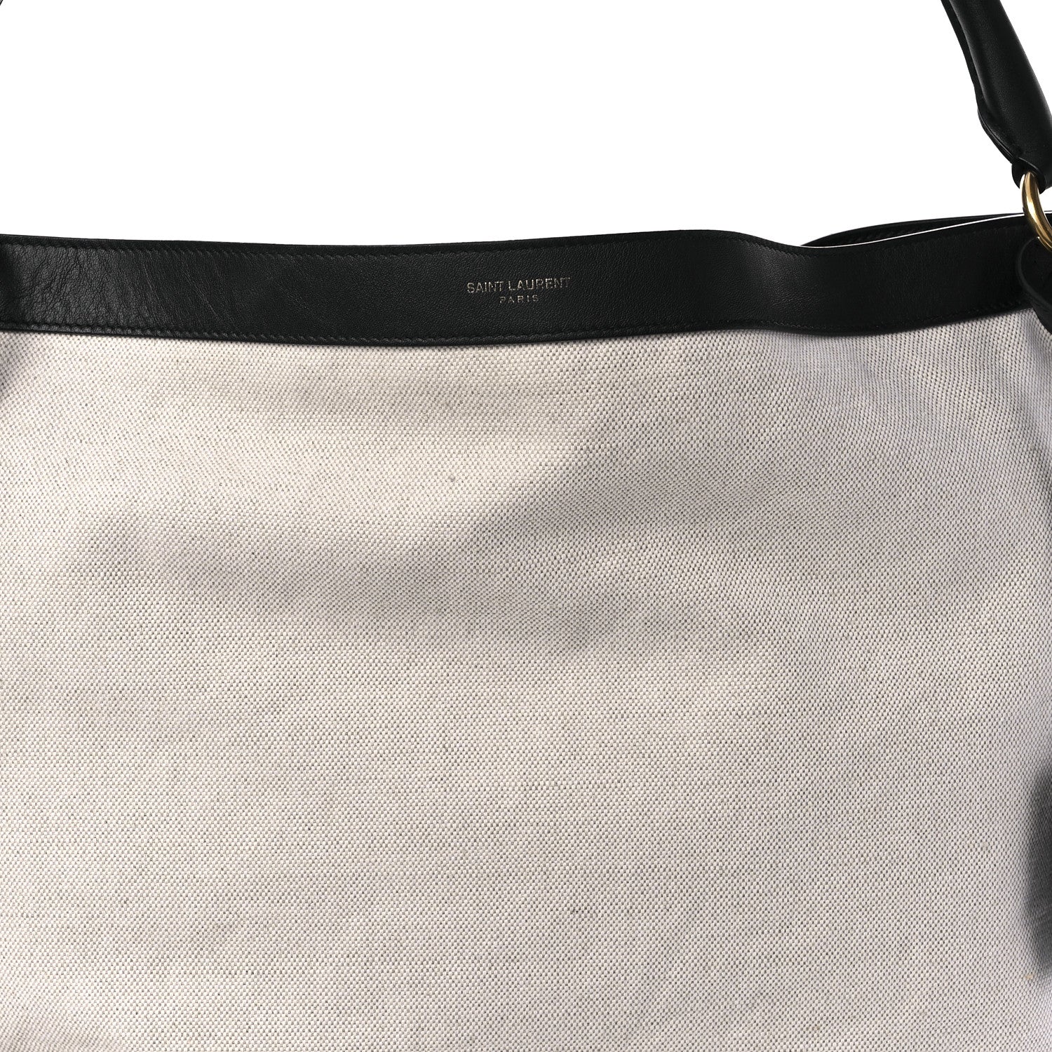 Saint Laurent Canvas Calfskin Tag Hobo White Black 9 of 10