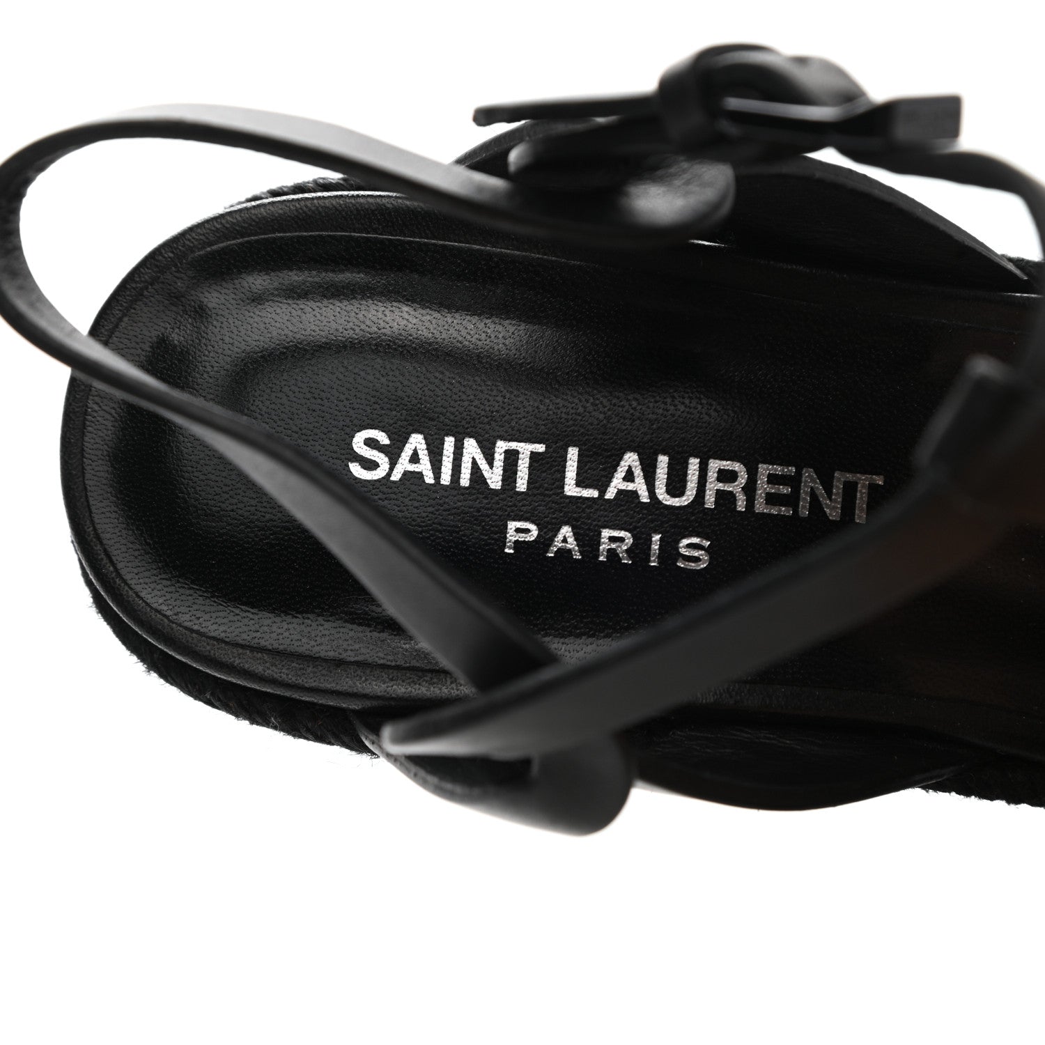 Saint Laurent Calfskin 85 Platform Espadrille Wedge Sandals 36 Black 6 of 7
