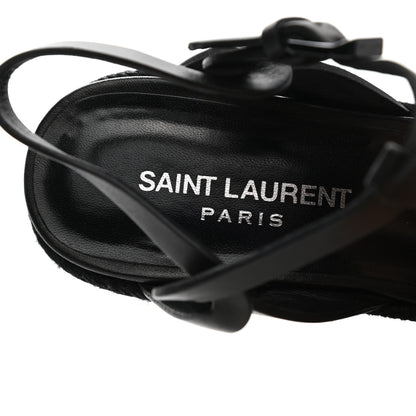 Saint Laurent Calfskin 85 Platform Espadrille Wedge Sandals 36 Black 6 of 7