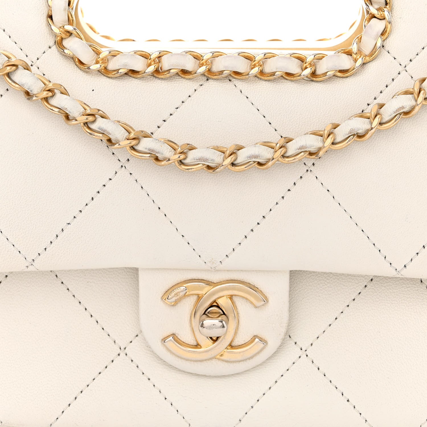 Chanel Lambskin A Real Catch Flap Bag White 8 of 14