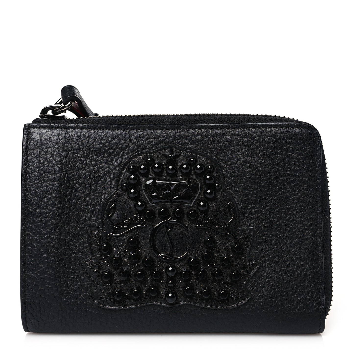 Calfskin Panettone Studded Wristlet Wallet Black