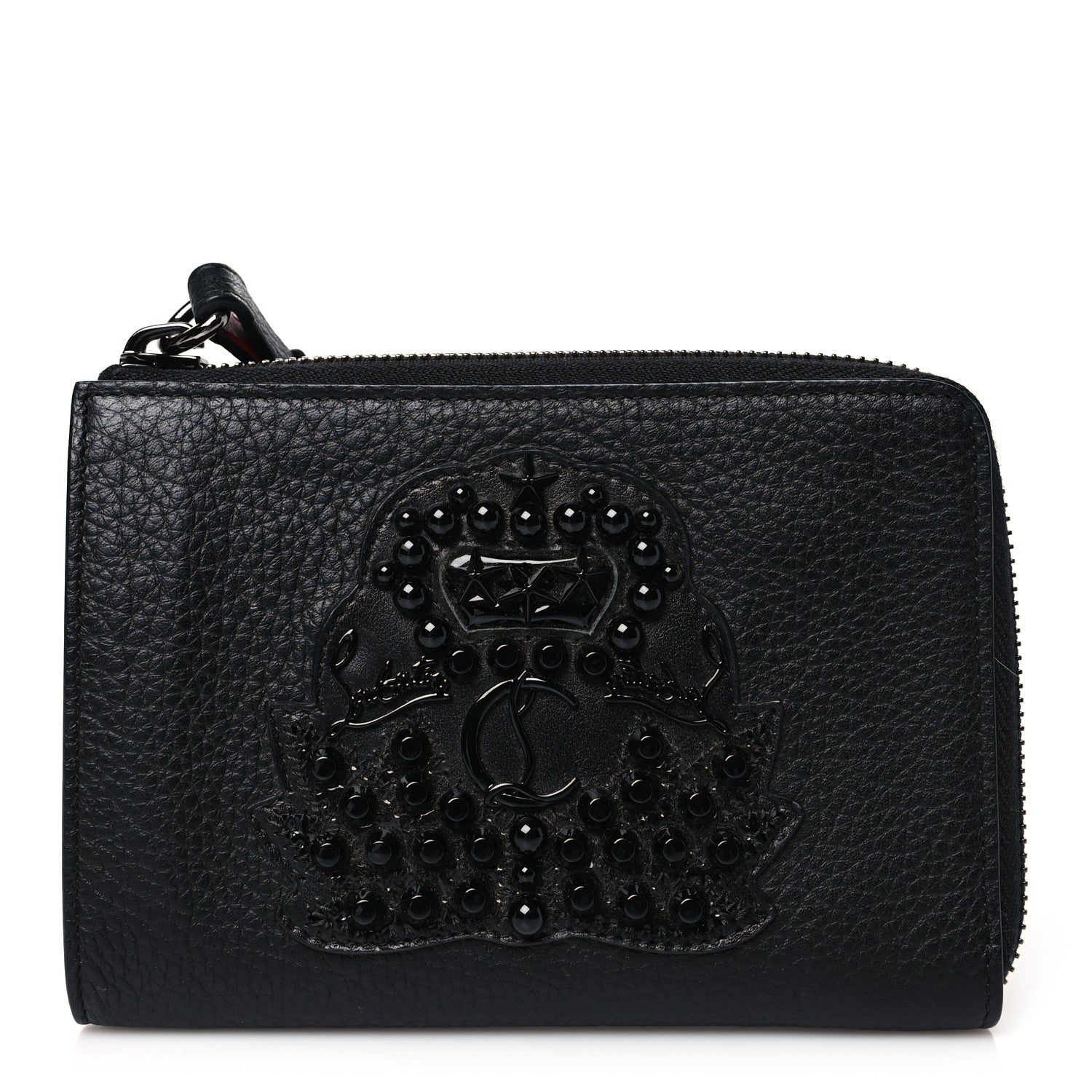 Christian Louboutin Calfskin Panettone Studded Wristlet Wallet Black 1 of 8