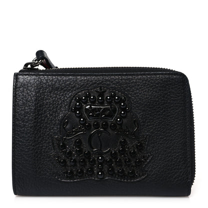 Christian Louboutin Calfskin Panettone Studded Wristlet Wallet Black 1 of 8