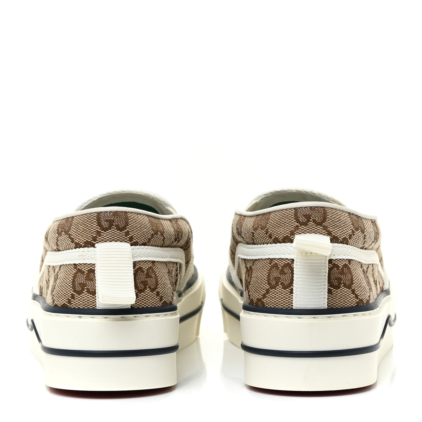 GG Monogram Womens 1977 Tennis Slip On 30mm Sneakers 36 Beige Ebony Mystic White