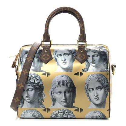 Louis Vuitton X FORNASETTI Calfskin Fornasetti Speedy Bandouliere 25 Gold 1 of 9