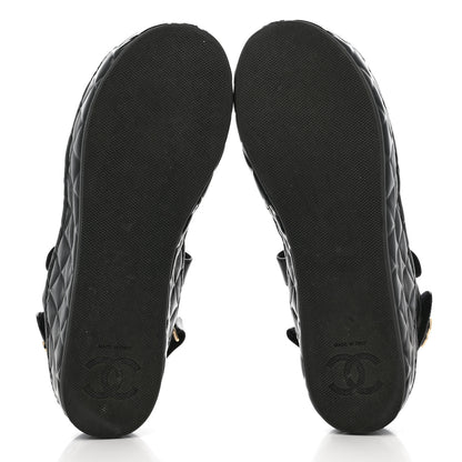 Chanel Shiny Calfskin Logo Platform Sandals 39 Black 5 of 12