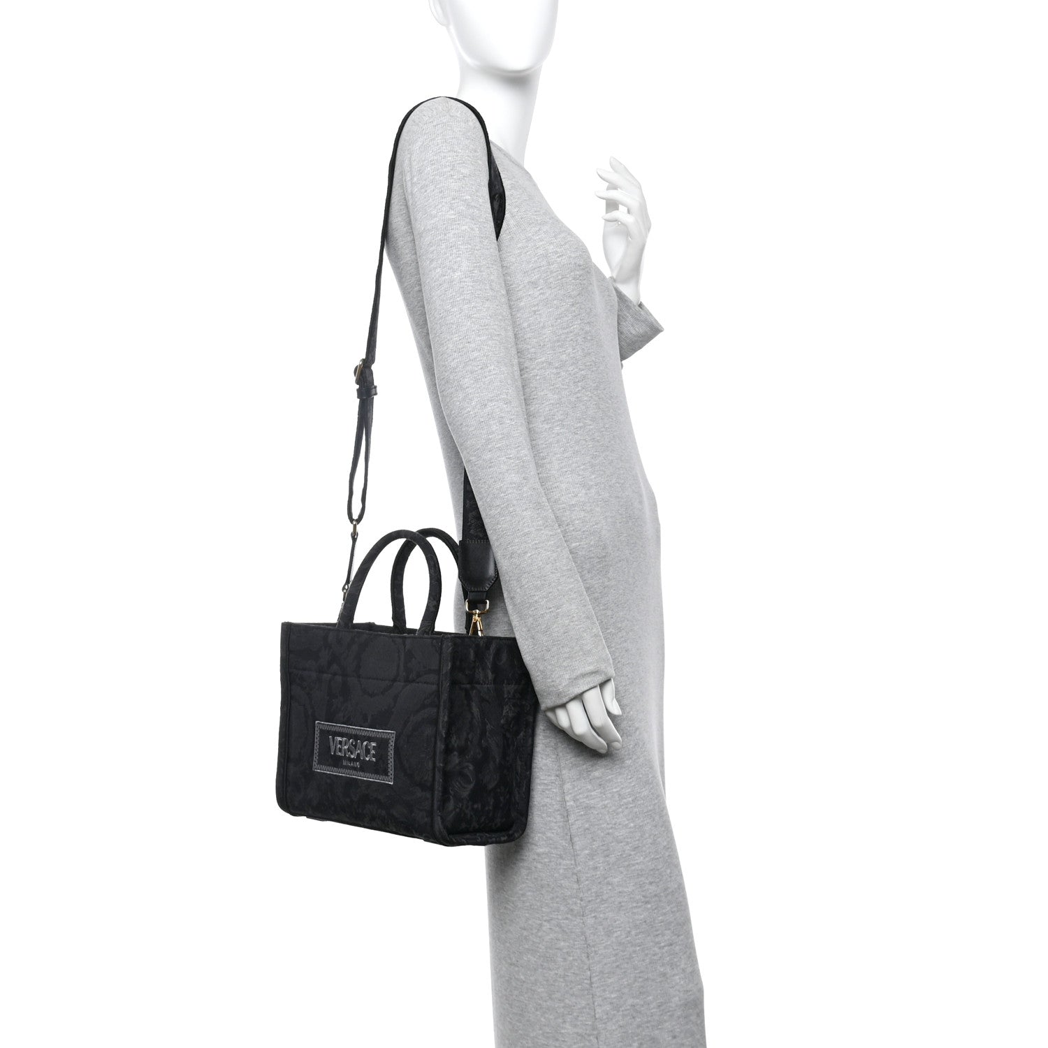 Versace Jacquard Barocco Small Athena Tote Black 1791461