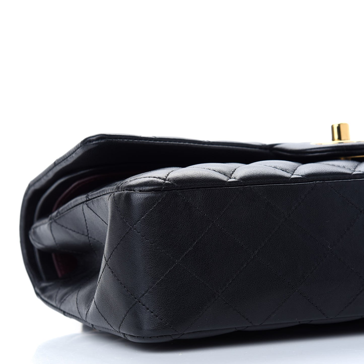 Lambskin Quilted Medium Double Flap Black