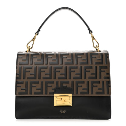 Fendi Vitello Liberty Bi-Color FF 1974 Embossed Kan U Shoulder Bag Black Maya 1 of 10