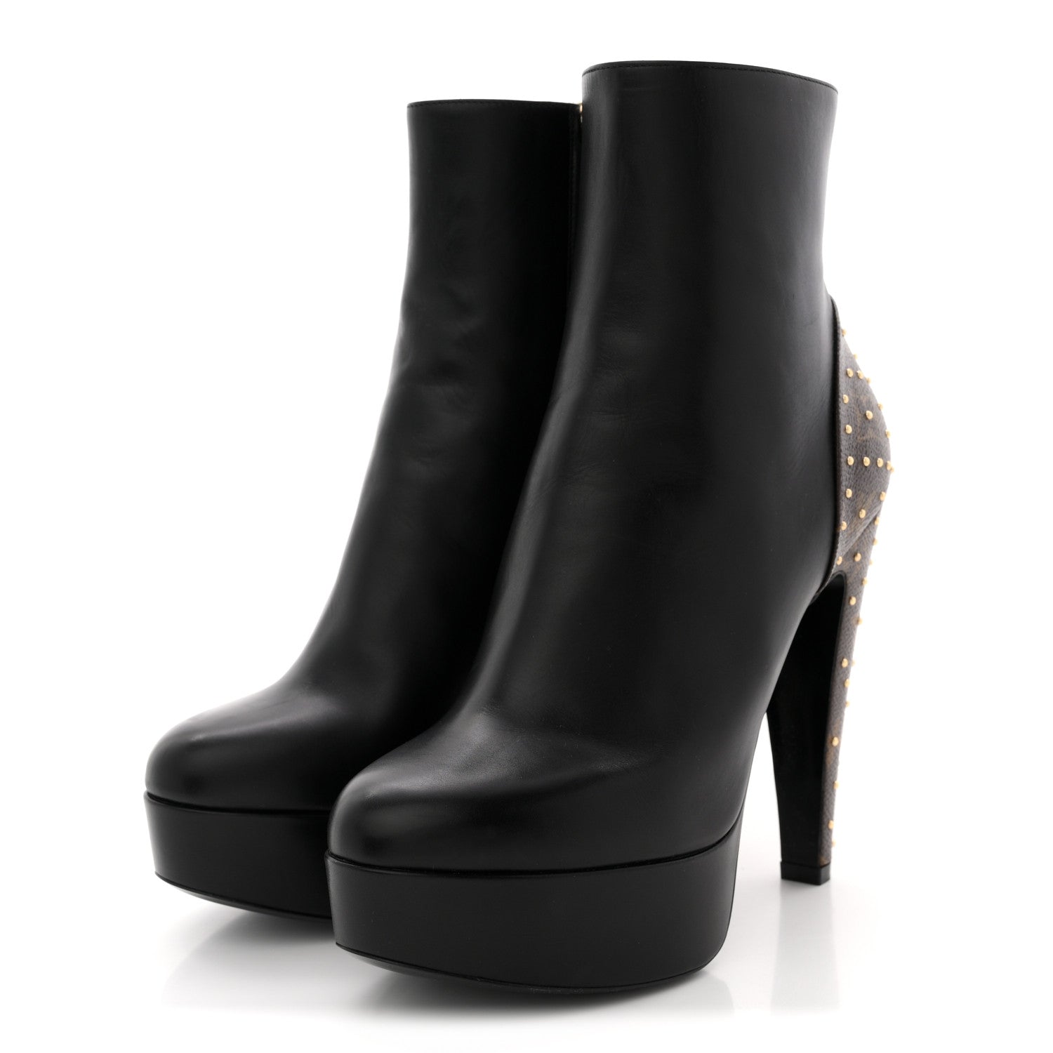 Louis Vuitton Soft Calfskin Monogram Afterglow Platform Ankle Boots 39 Black 4 of 11