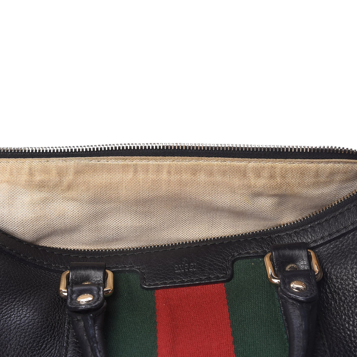 Calfskin Vintage Web Medium Boston Black