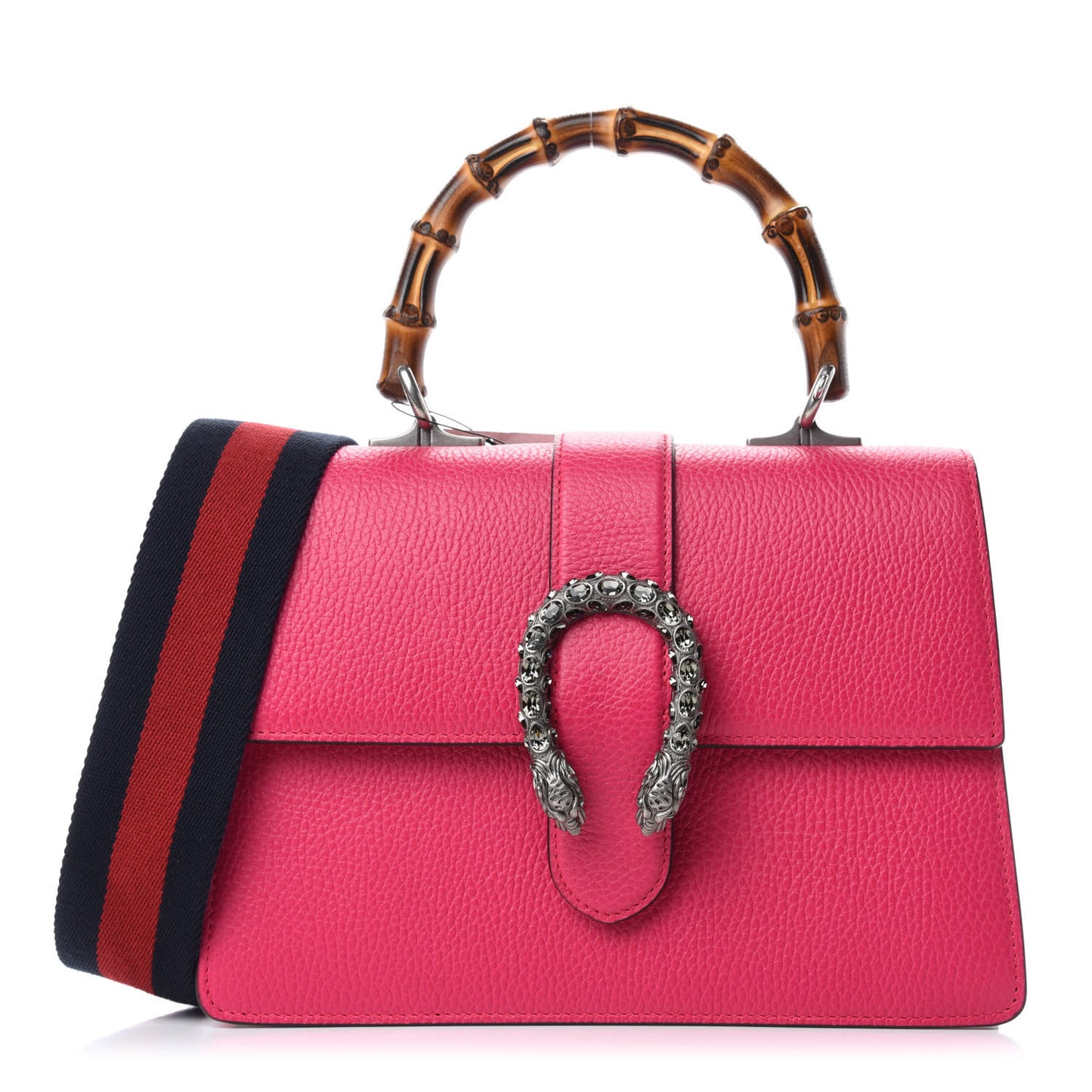 Dollar Calfskin Crystal Web Medium Dionysus Bamboo Top Handle Bag Box Pink Black Diamond