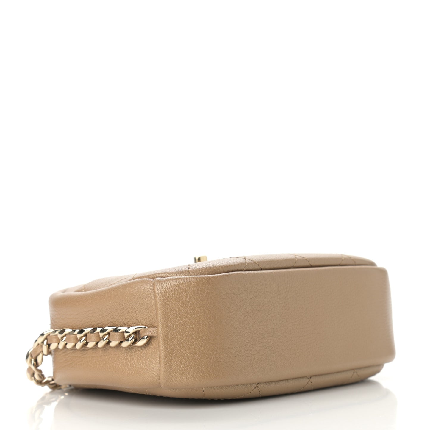Goatskin Quilted Small Casual Trip Camera Case Beige