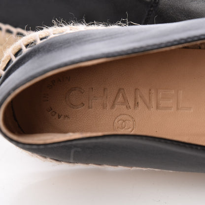 Chanel Lambskin Canvas Cap Toe CC Espadrilles 37 Black 8 of 9