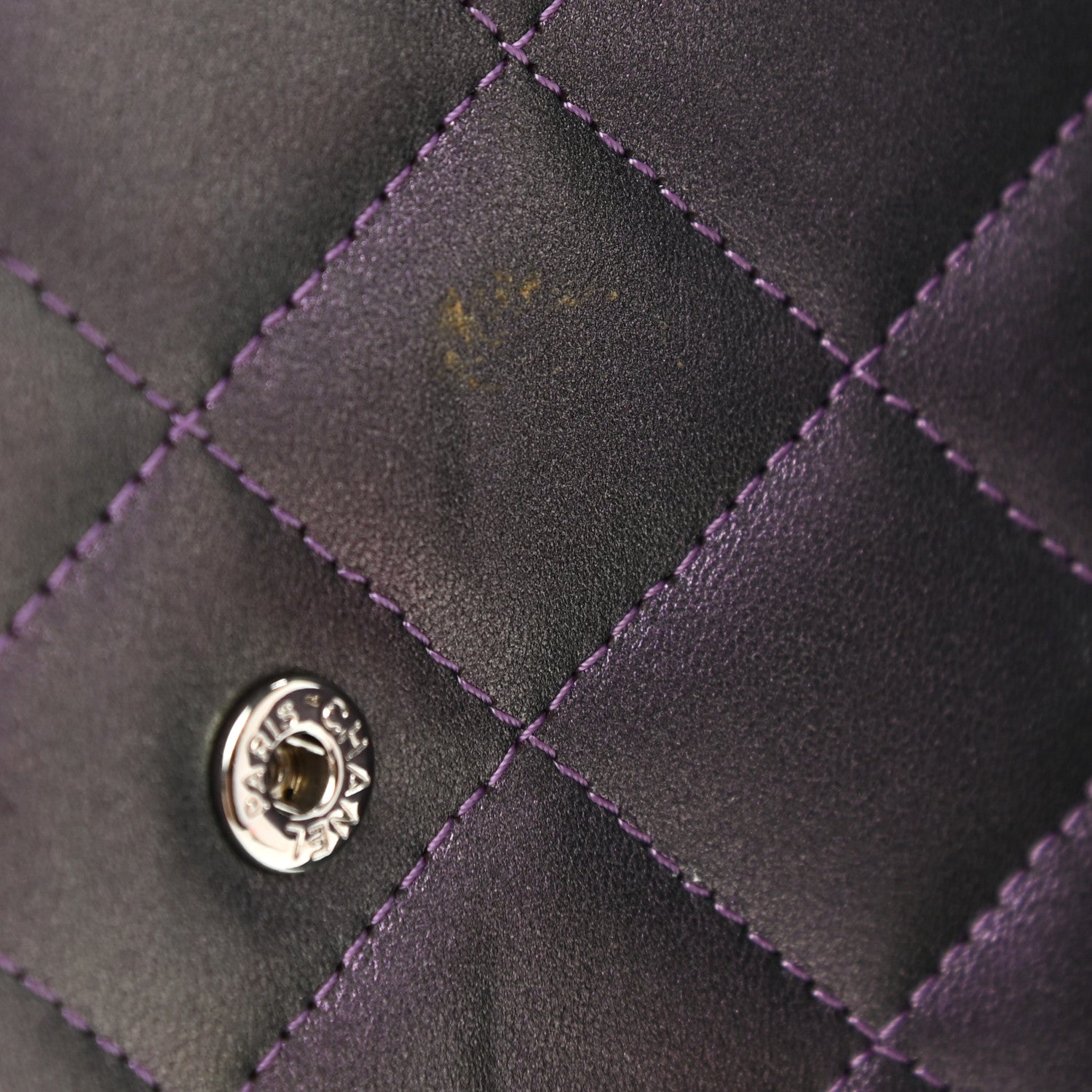 Chanel Metallic Lambskin Quilted Large Gusset Flap Wallet Purple 13 of 13