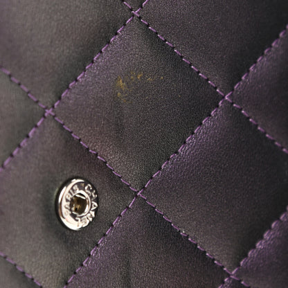 Chanel Metallic Lambskin Quilted Large Gusset Flap Wallet Purple 13 of 13