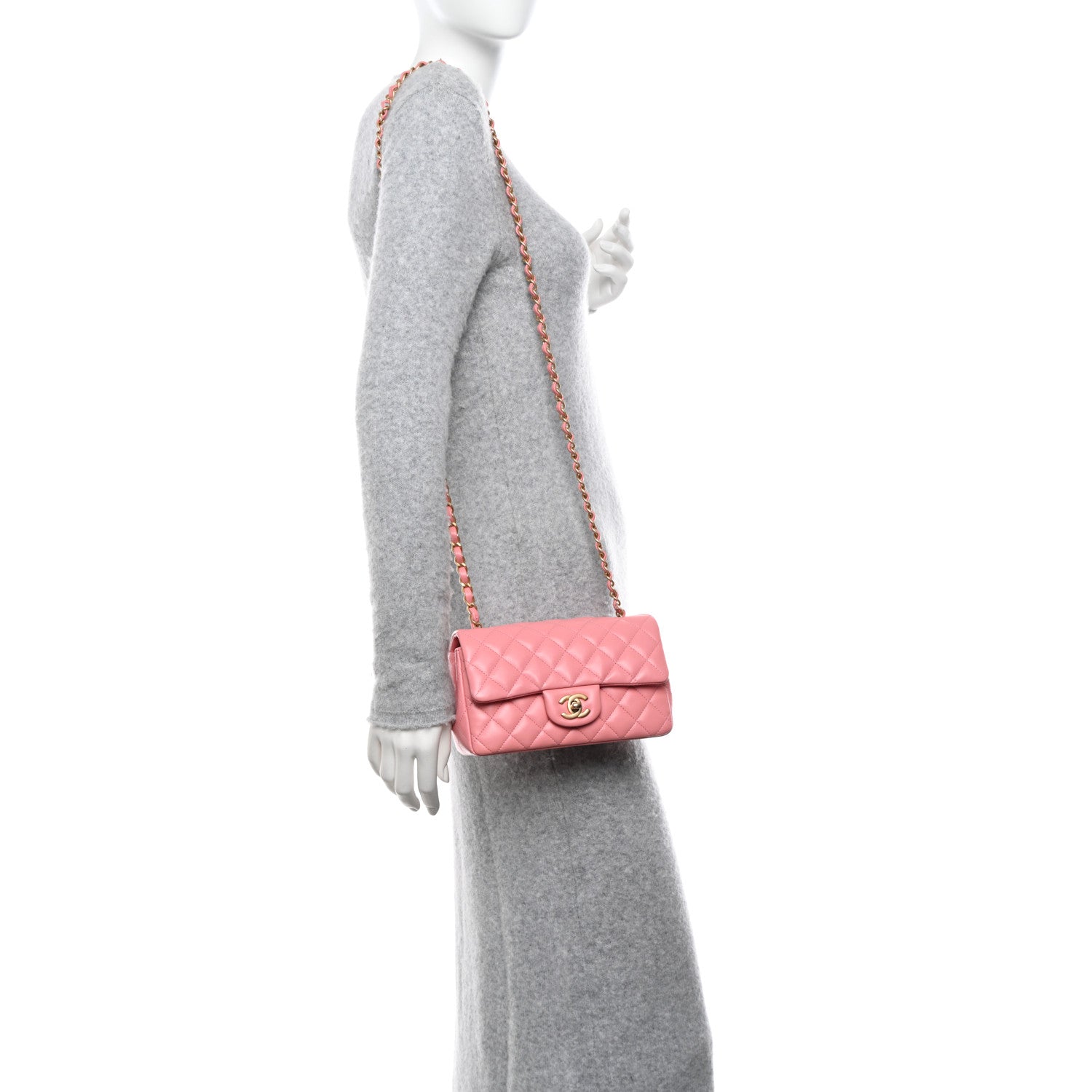 Chanel Lambskin Quilted Mini Rectangular Flap Pink 2 of 15
