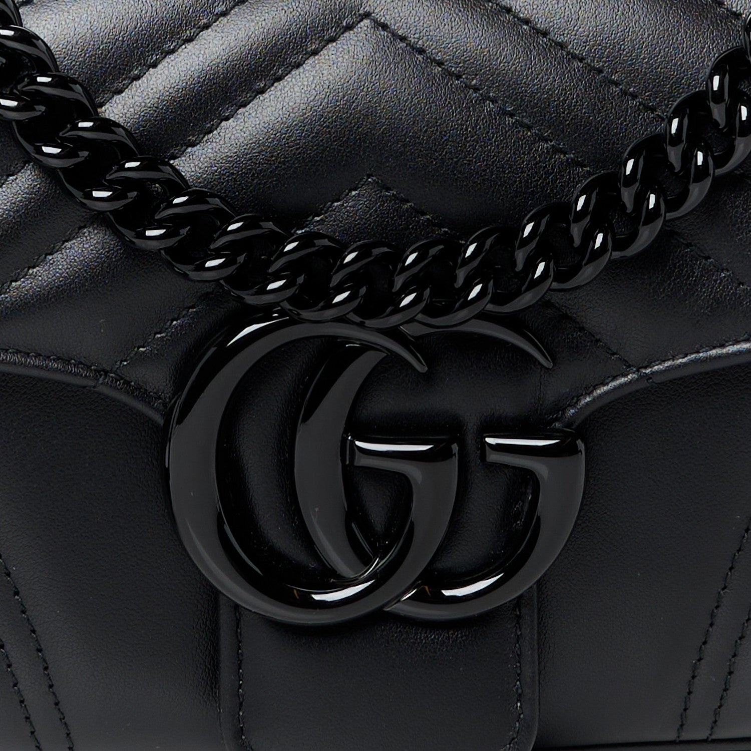 Gucci Calfskin Matelasse Monochrome GG Marmont Crossbody Shoulder Bag Black 8 of 10