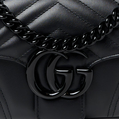 Gucci Calfskin Matelasse Monochrome GG Marmont Crossbody Shoulder Bag Black 8 of 10