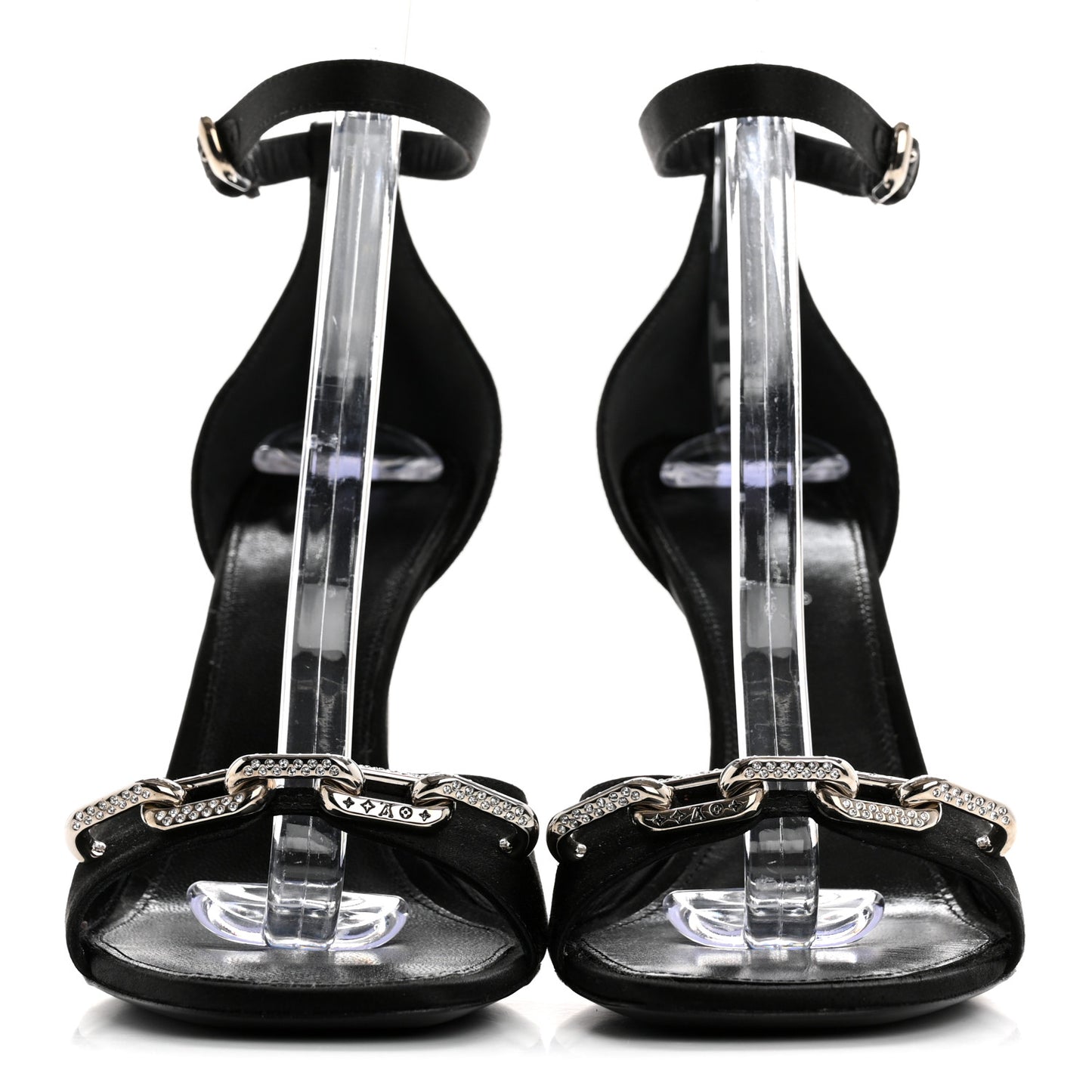 Satin Crystal Diva Sandal 38 Black