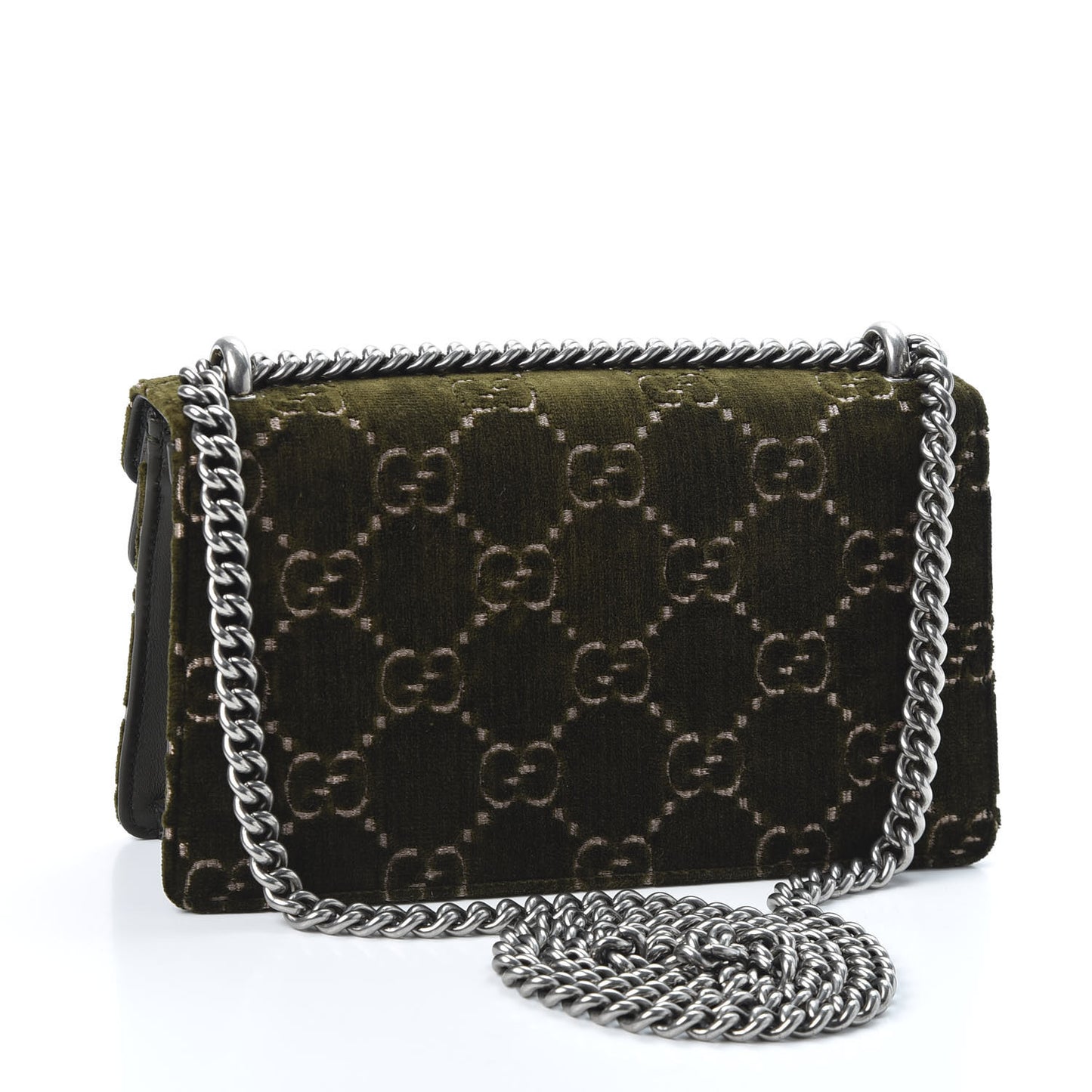 Velvet Moon Calfskin Crystal GG Monogram Small Dionysus Shoulder Bag Dark Olive Rose Gold