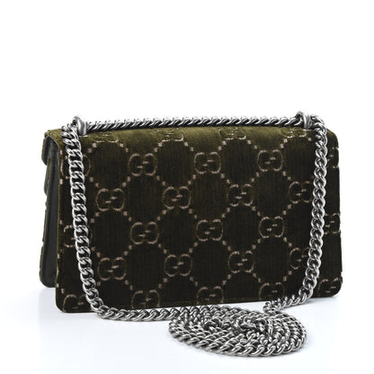 Gucci Velvet Moon Calfskin Crystal GG Monogram Small Dionysus Shoulder Bag Dark Olive Rose Gold 2 of 8