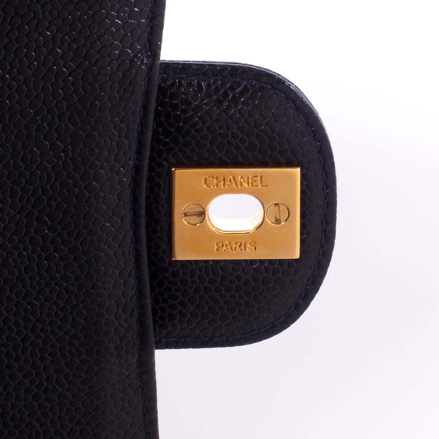 Caviar Quilted Small Double Flap Navy