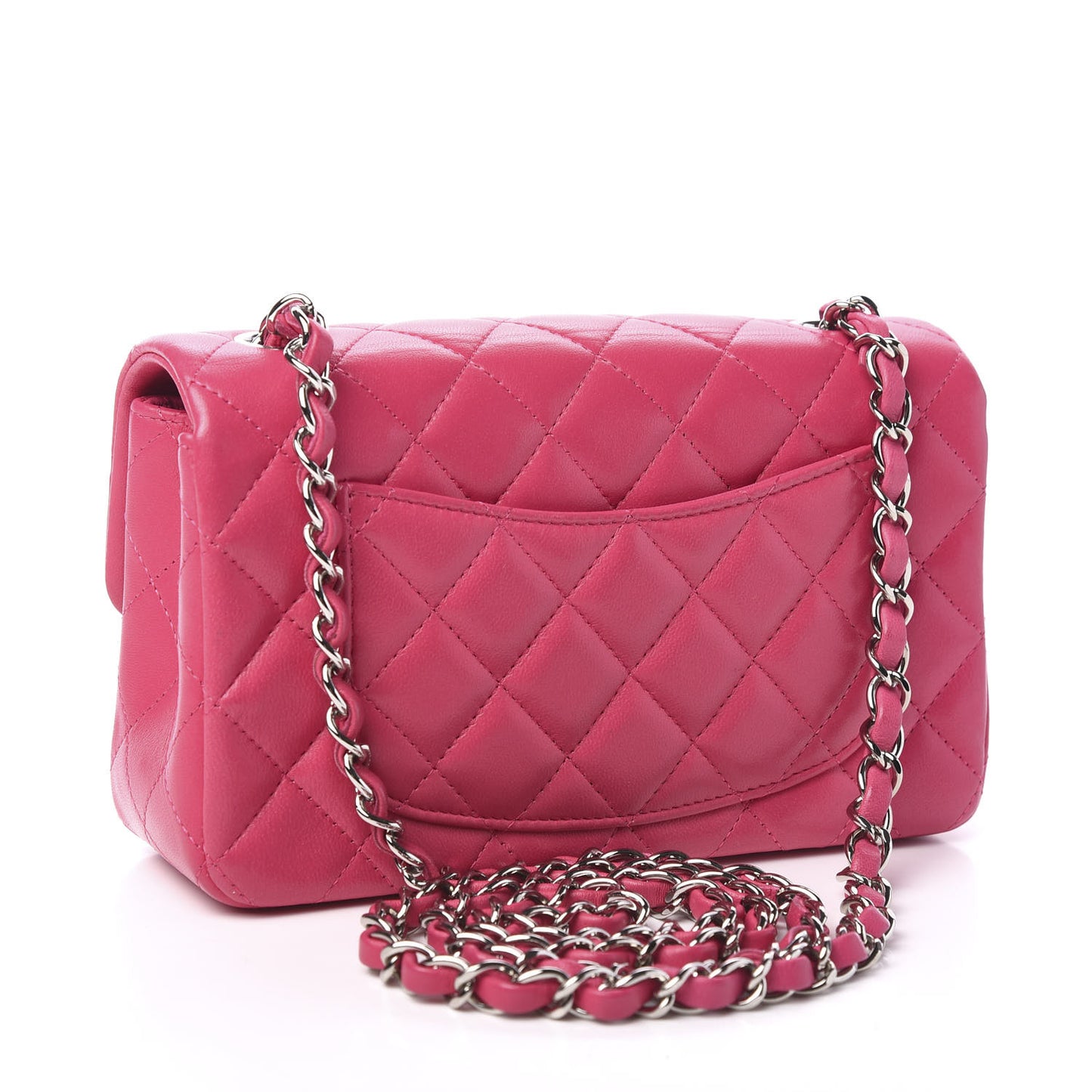 Lambskin Quilted Mini Rectangular Flap Dark Pink