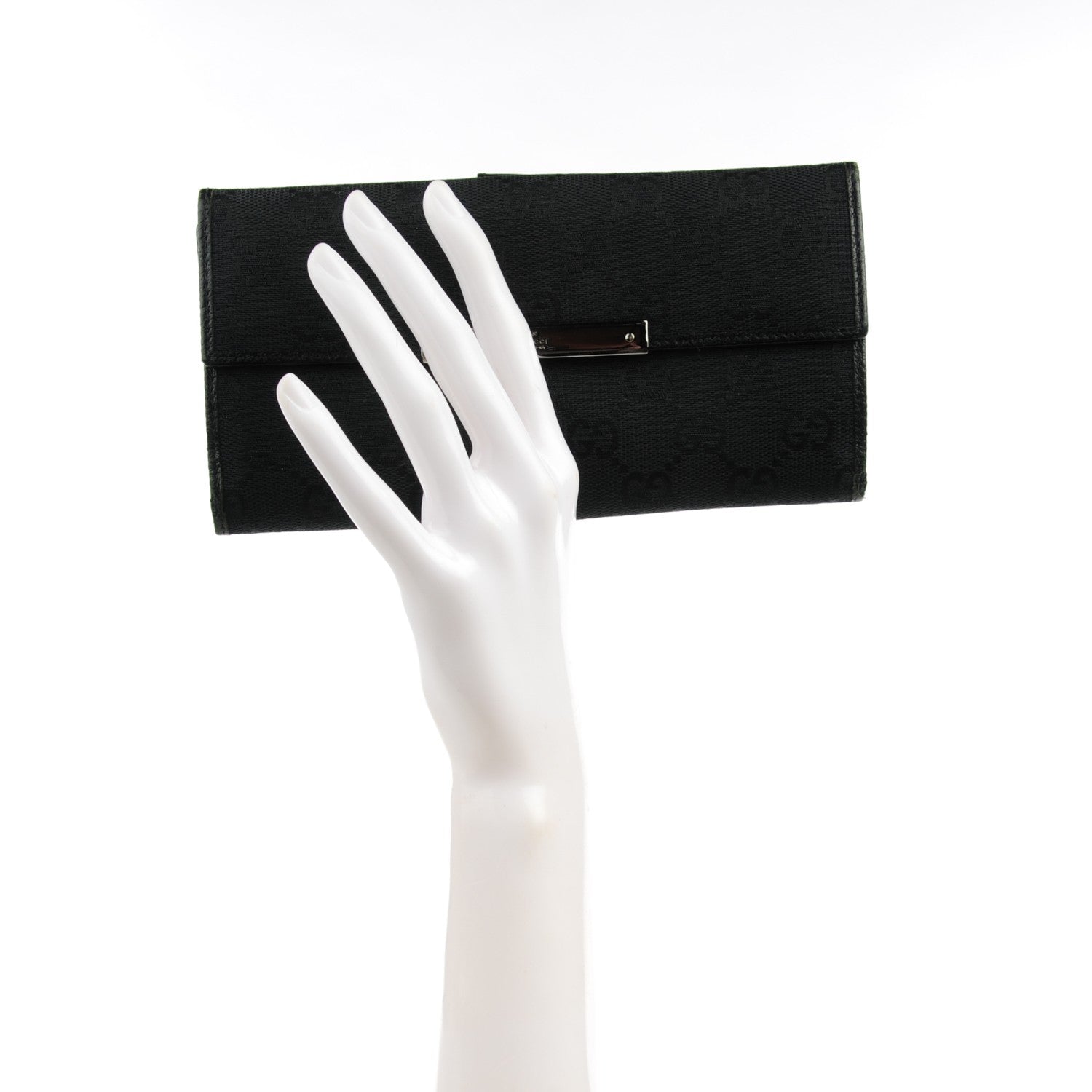 Gucci Monogram Metal Bar Continental Wallet Black 2 of 8